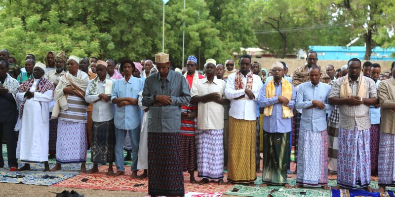 9.     Local sheik leads residents to Eidul-Fitri prayer at Lamagaly military camp in Beledweyne